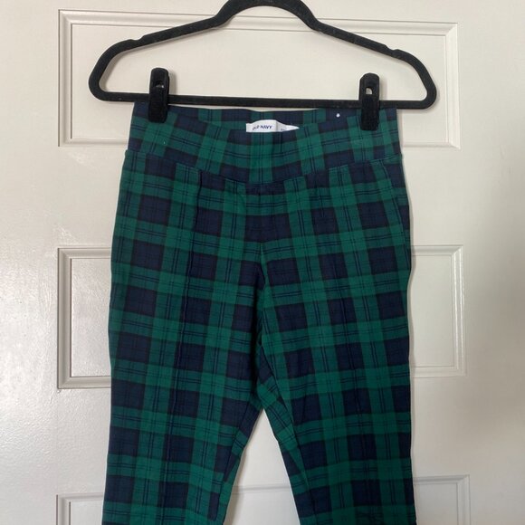 Old Navy Green and Blue Plaid Stretchy Pants - Picture 3 of 5